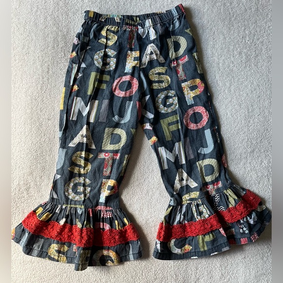 Mustard Pie Other - Mustard Pie pants, bell bottoms, alphabet print. Gray orange. Size 3T